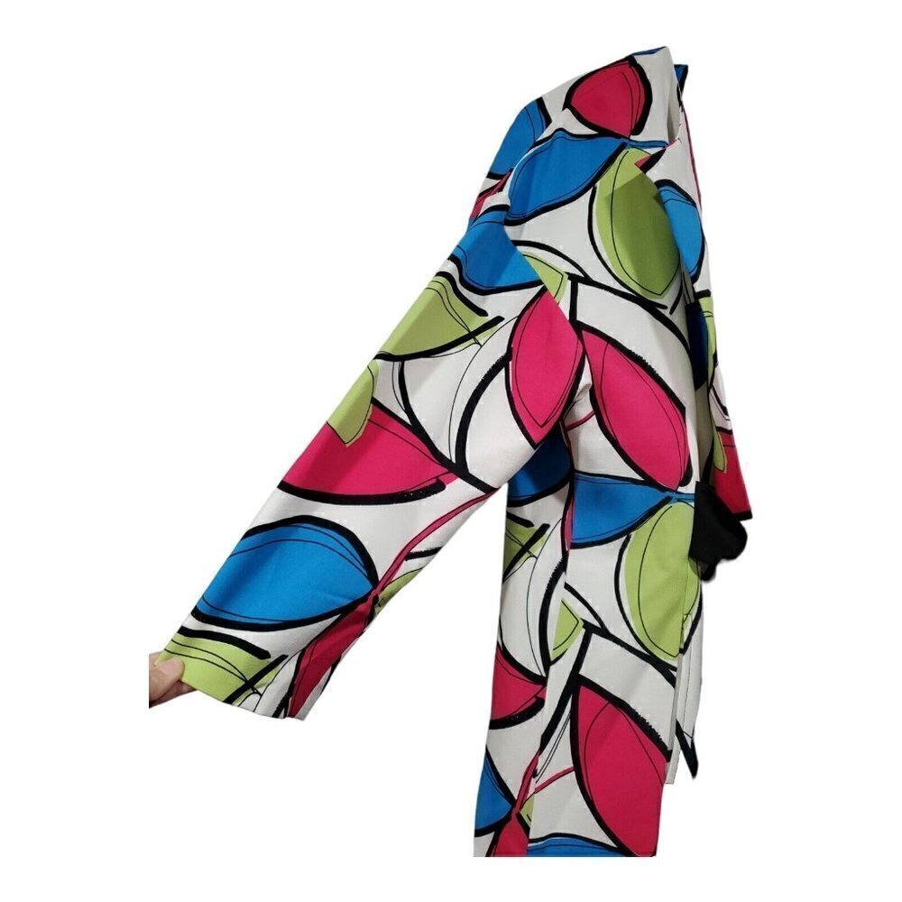 NWT Nine West Women's Printer Tie Wrap Topper Jacket Green Pink Blue Lined Sz 6 - Picture 5 of 16